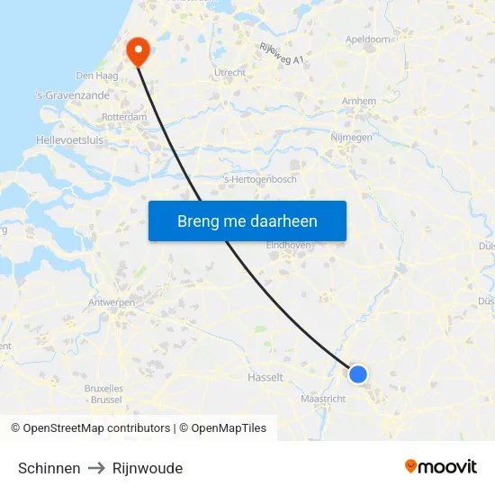 Schinnen to Rijnwoude map