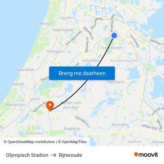 Olympisch Stadion to Rijnwoude map