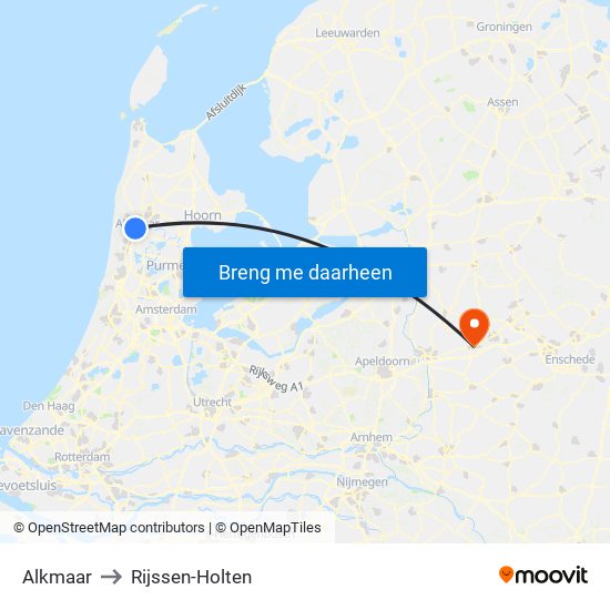 Alkmaar to Rijssen-Holten map