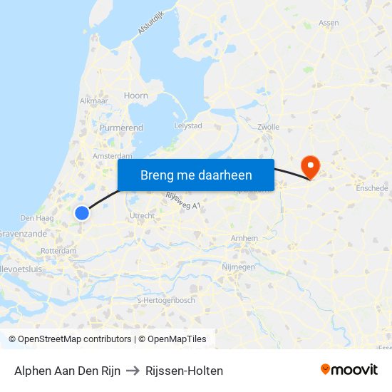 Alphen Aan Den Rijn to Rijssen-Holten map