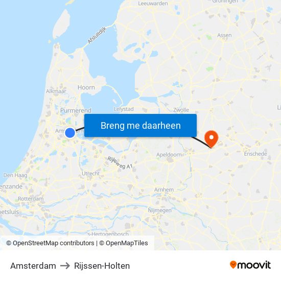 Amsterdam to Rijssen-Holten map