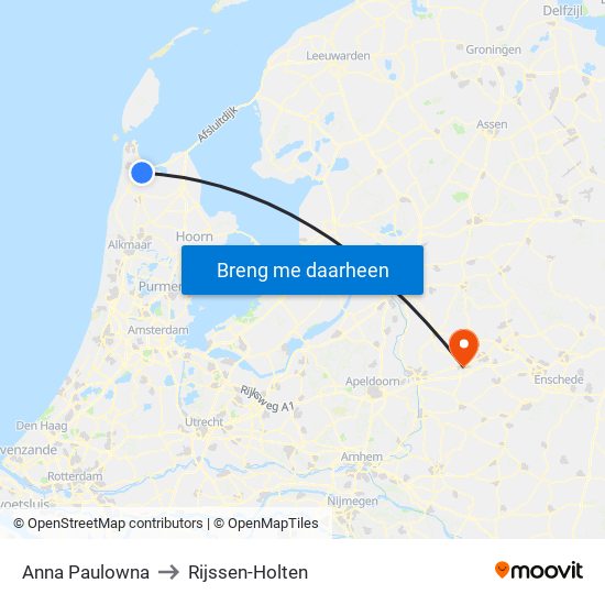 Anna Paulowna to Rijssen-Holten map