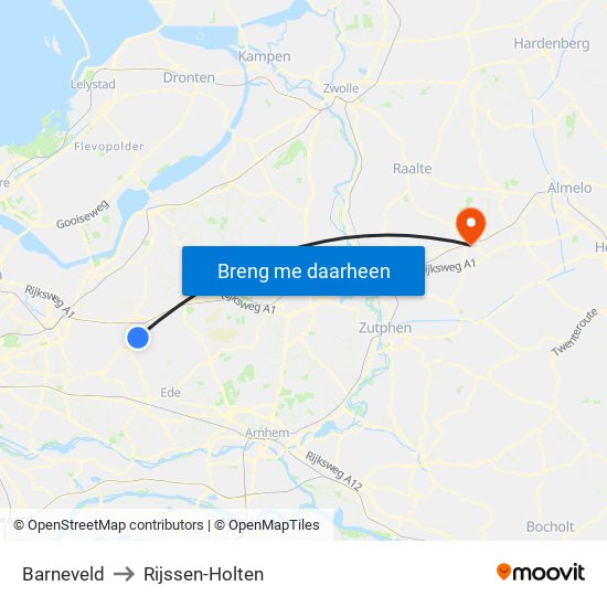 Barneveld to Rijssen-Holten map