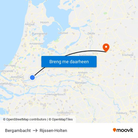 Bergambacht to Rijssen-Holten map