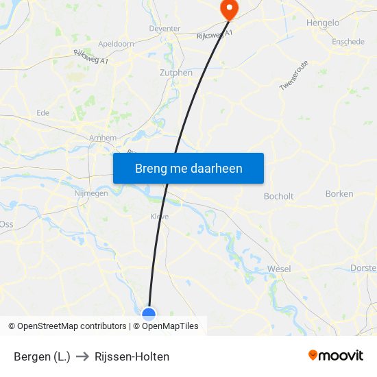 Bergen (L.) to Rijssen-Holten map