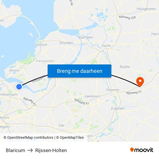 Blaricum to Rijssen-Holten map