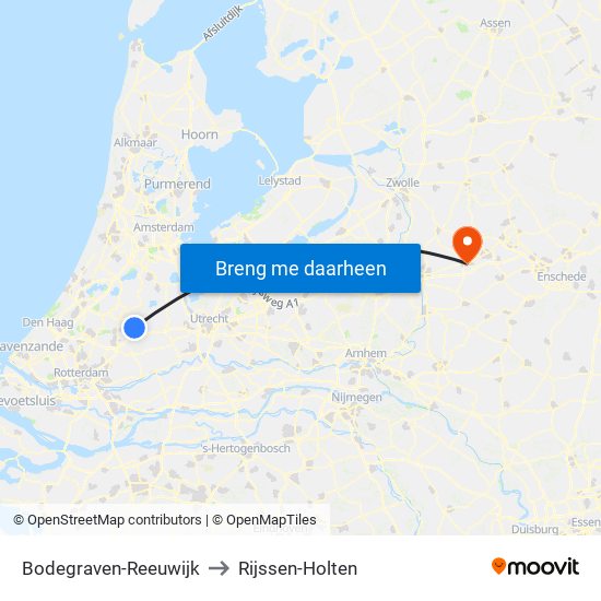 Bodegraven-Reeuwijk to Rijssen-Holten map