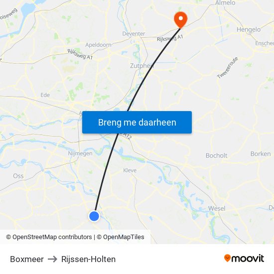 Boxmeer to Rijssen-Holten map