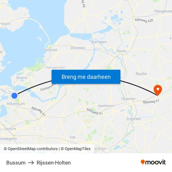 Bussum to Rijssen-Holten map