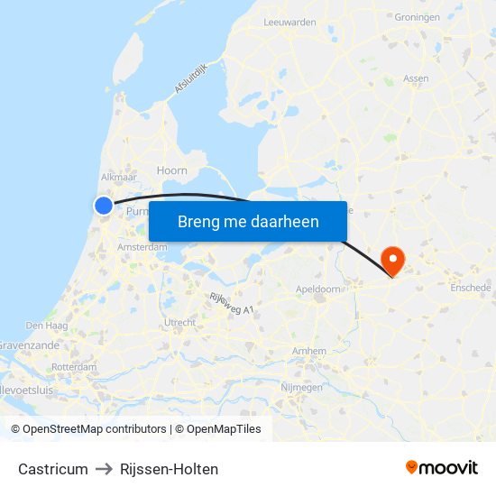 Castricum to Rijssen-Holten map