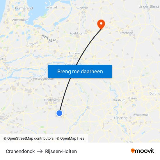 Cranendonck to Rijssen-Holten map