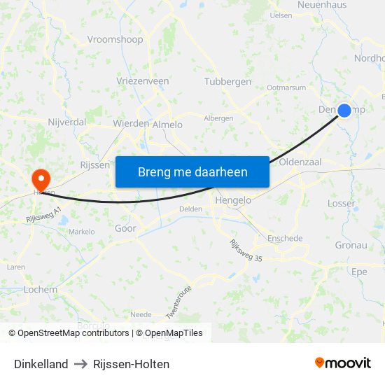 Dinkelland to Rijssen-Holten map