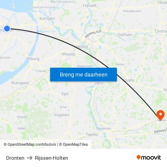 Dronten to Rijssen-Holten map