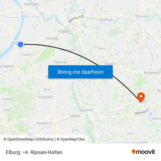 Elburg to Rijssen-Holten map