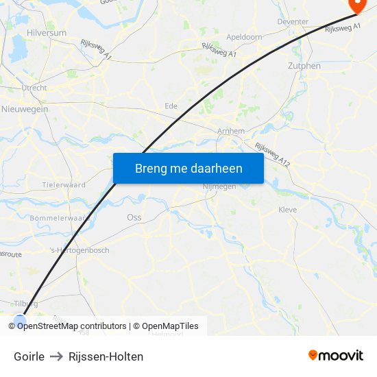 Goirle to Rijssen-Holten map