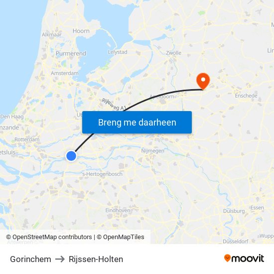 Gorinchem to Rijssen-Holten map