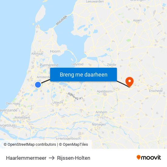 Haarlemmermeer to Rijssen-Holten map