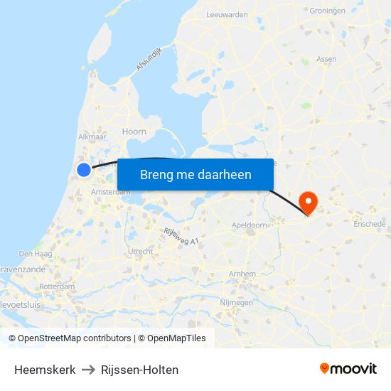 Heemskerk to Rijssen-Holten map