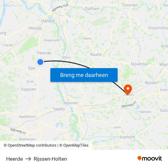 Heerde to Rijssen-Holten map