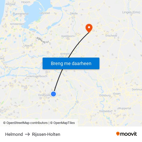 Helmond to Rijssen-Holten map