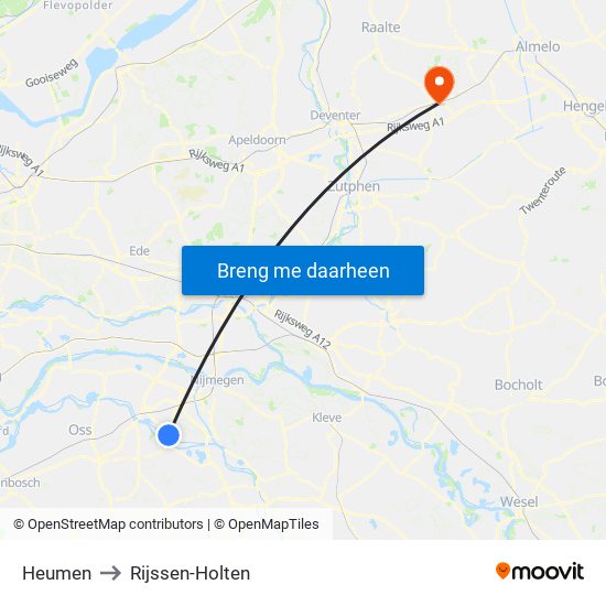 Heumen to Rijssen-Holten map