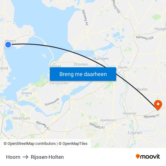 Hoorn to Rijssen-Holten map