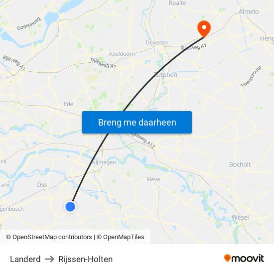 Landerd to Rijssen-Holten map