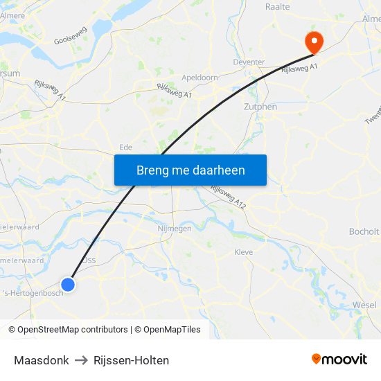 Maasdonk to Rijssen-Holten map