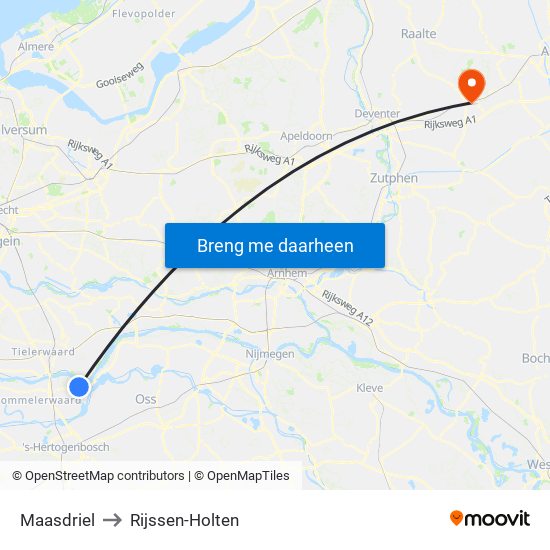 Maasdriel to Rijssen-Holten map