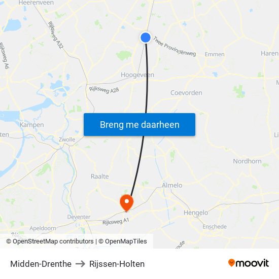 Midden-Drenthe to Rijssen-Holten map