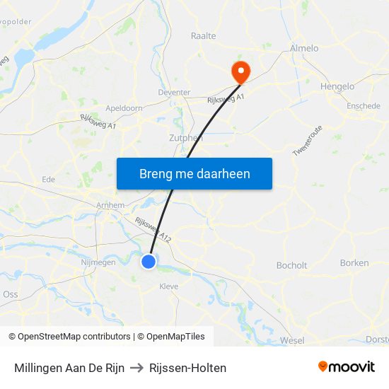 Millingen Aan De Rijn to Rijssen-Holten map