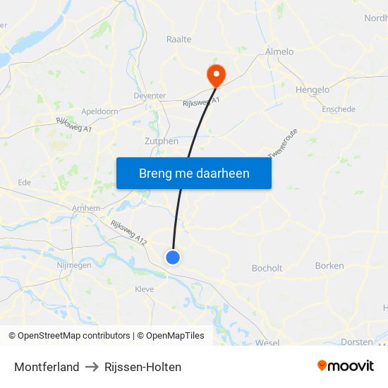 Montferland to Rijssen-Holten map