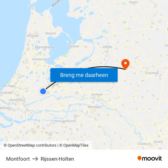 Montfoort to Rijssen-Holten map