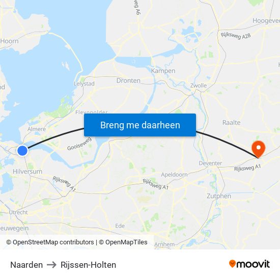 Naarden to Rijssen-Holten map