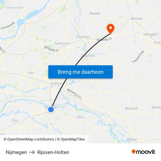 Nijmegen to Rijssen-Holten map