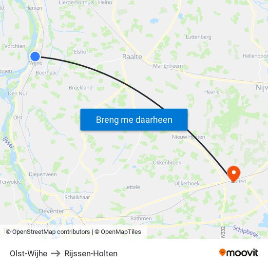 Olst-Wijhe to Rijssen-Holten map