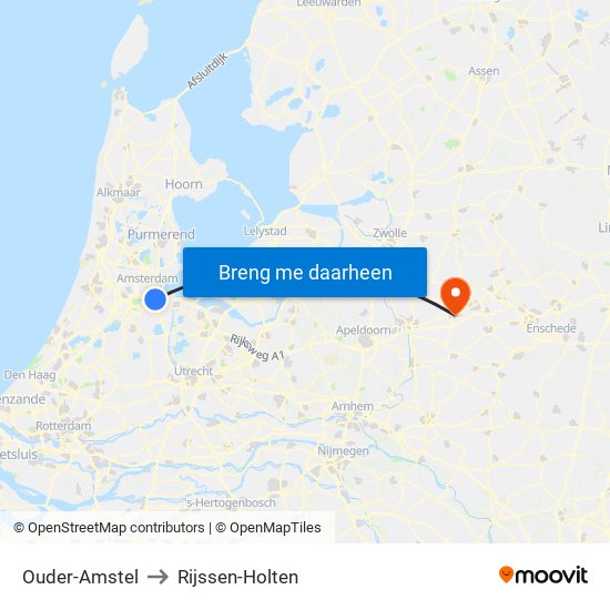 Ouder-Amstel to Rijssen-Holten map