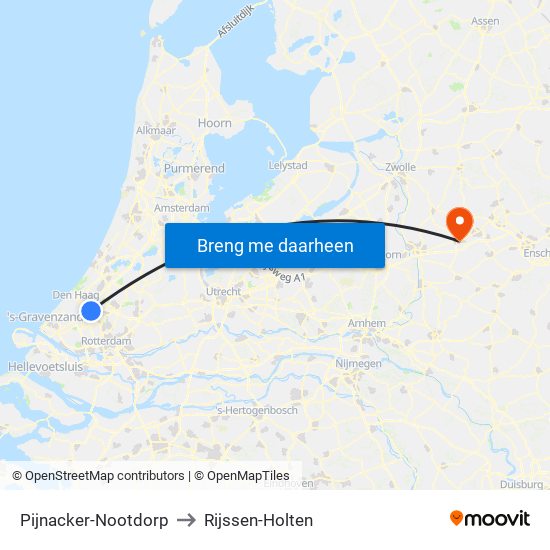 Pijnacker-Nootdorp to Rijssen-Holten map