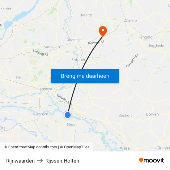 Rijnwaarden to Rijssen-Holten map