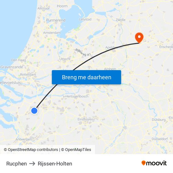 Rucphen to Rijssen-Holten map