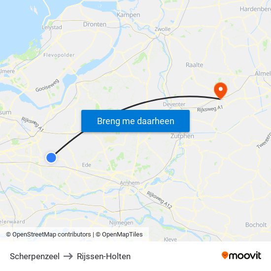 Scherpenzeel to Rijssen-Holten map