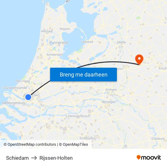 Schiedam to Rijssen-Holten map