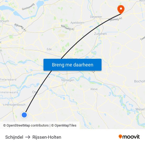 Schijndel to Rijssen-Holten map