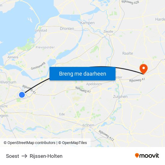 Soest to Rijssen-Holten map