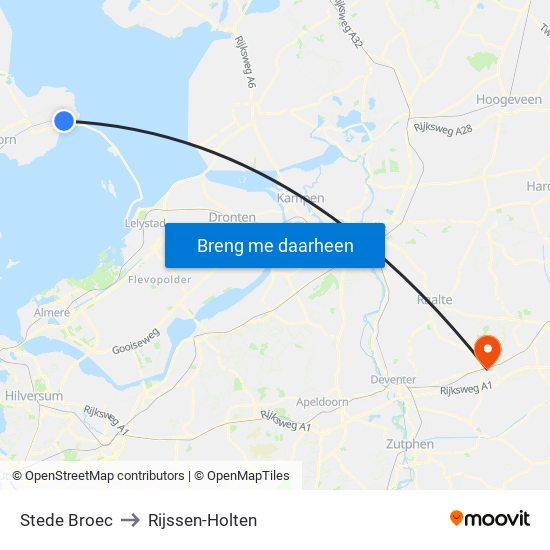 Stede Broec to Rijssen-Holten map