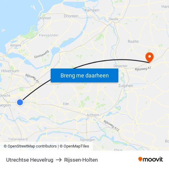 Utrechtse Heuvelrug to Rijssen-Holten map