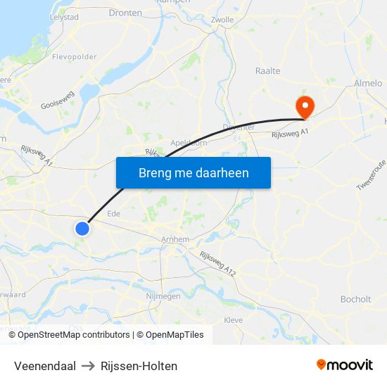 Veenendaal to Rijssen-Holten map