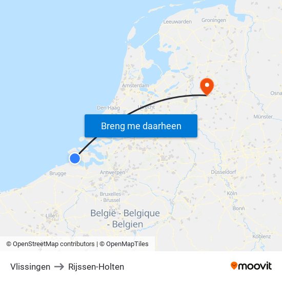 Vlissingen to Rijssen-Holten map