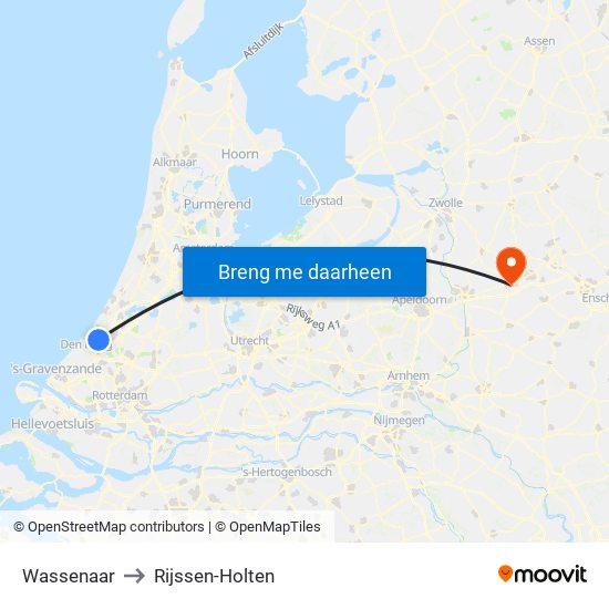 Wassenaar to Rijssen-Holten map