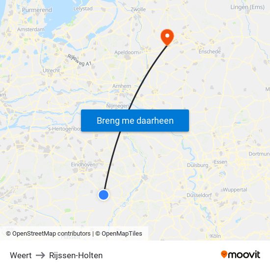 Weert to Rijssen-Holten map